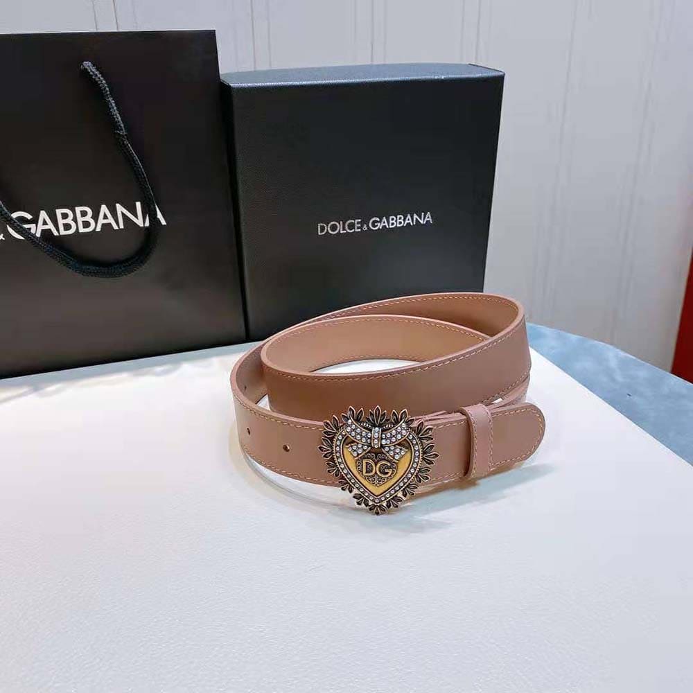 DÂY LƯNG Dolce Gabbana D&G Women Devotion Belt in Lux Leather-Pink