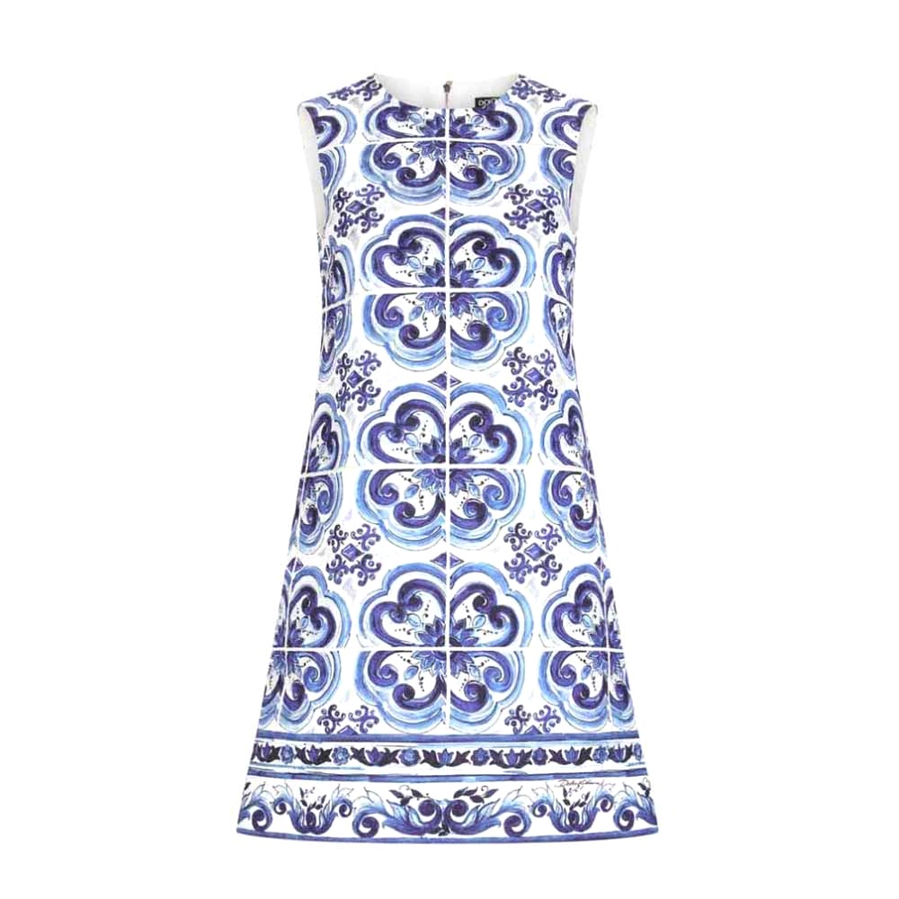 VÁY Dolce Gabbana D&G Women Short Majolica-Print Brocade Dress