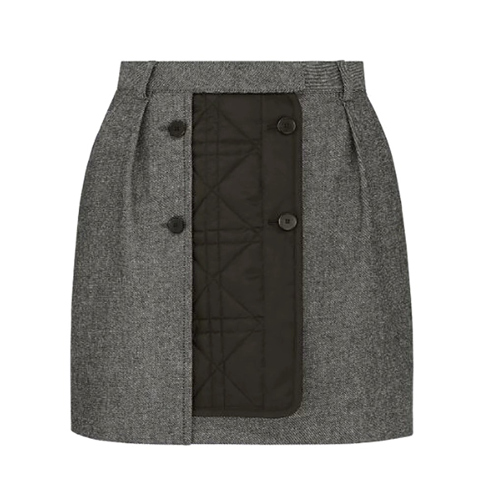 Chân váy Dior Miniskirt with Macrocannage Lining Gray Cotton Drill