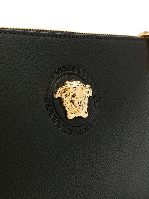 VÍ VERSACE MEDUSA ZIPPED LEATHER POUCH