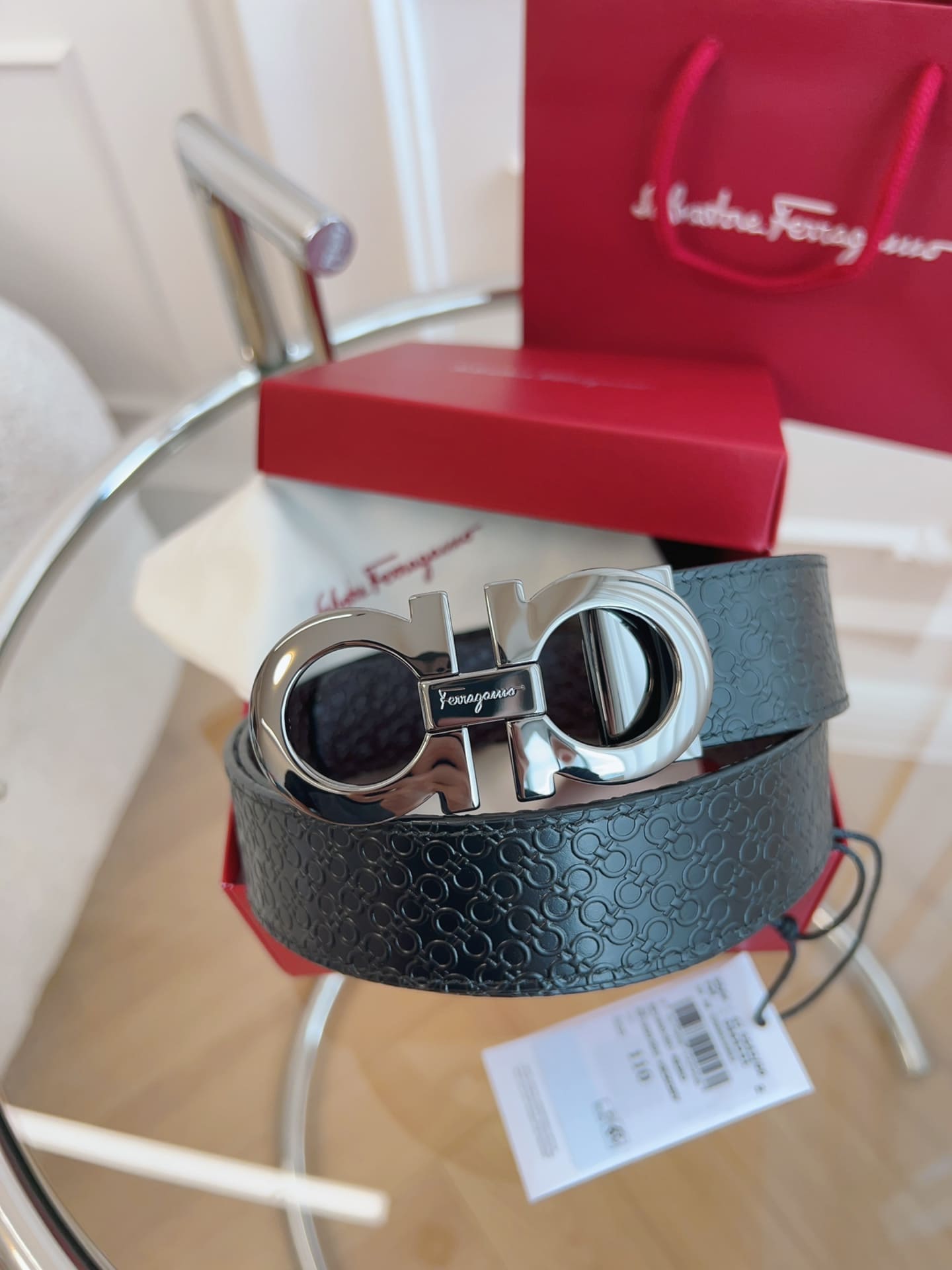 DÂY LƯNG Salvatore Ferragamo Adjustable Gancini Belt Khóa bạc