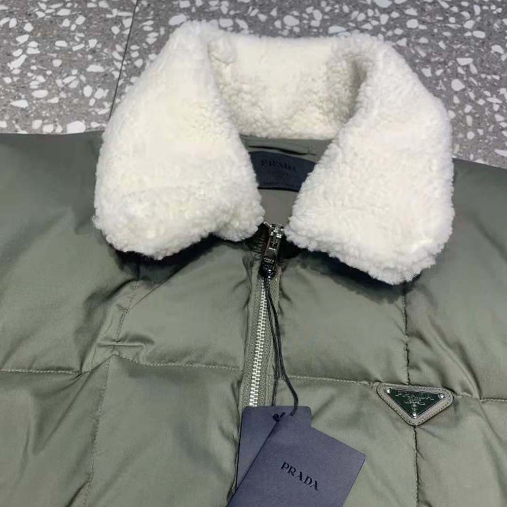 ÁO Prada Men Cropped Technical Cotton Down Jacket