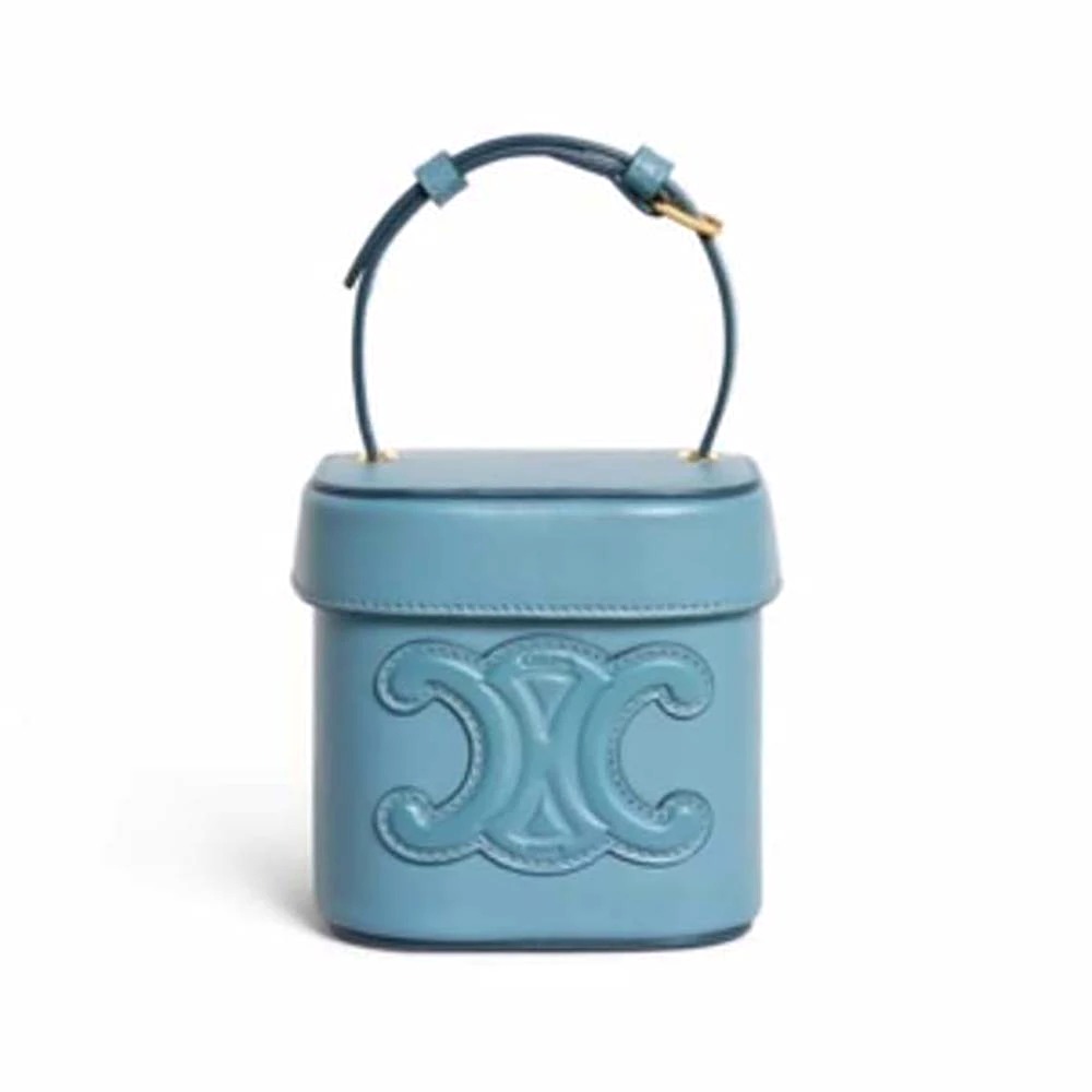 TÚI Celine Women Small Box Cuir Triomphe in Smooth Calfskin-Blue