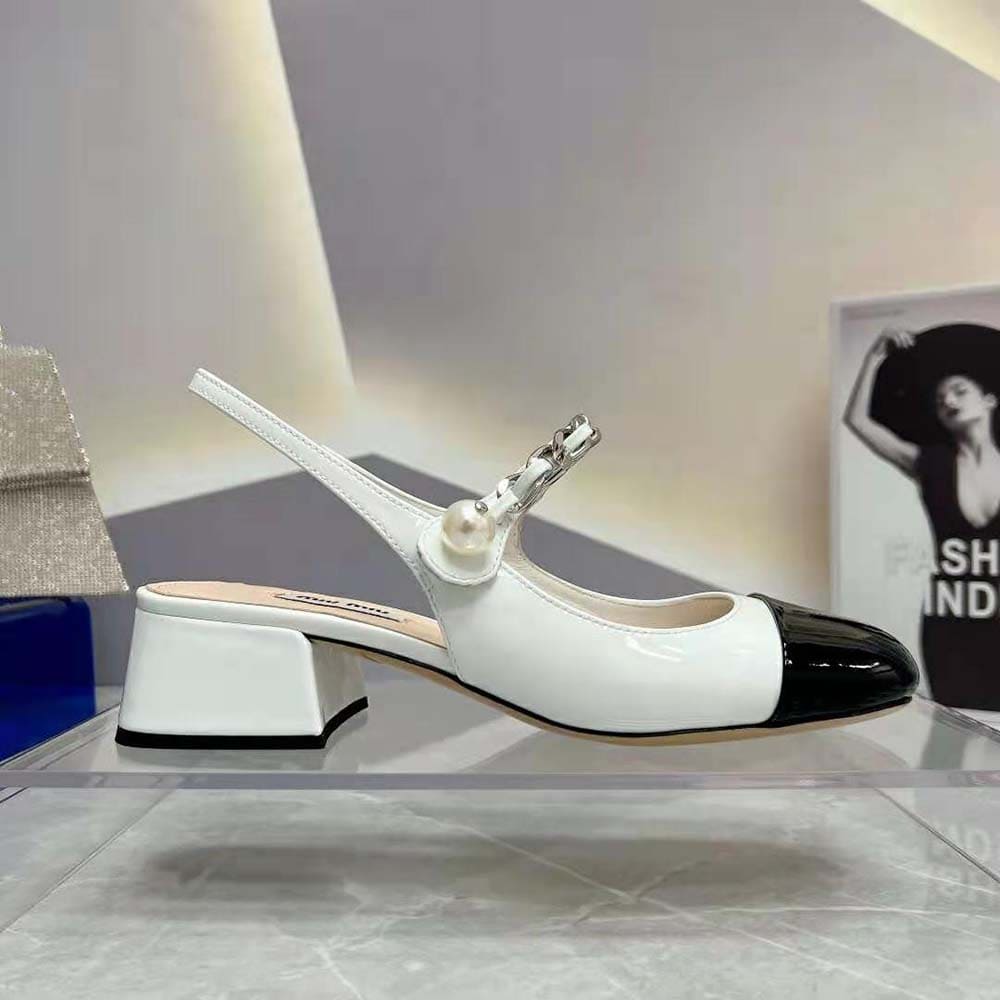 GIÀY Miu Miu Women Naplak Pumps in 35 mm Heel Height-White