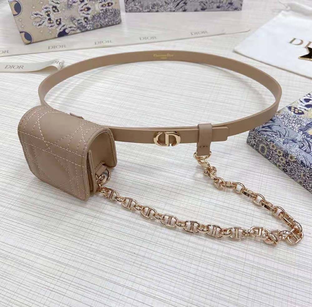 TÚI Dior Women Caro Belt with Removable Pouch Hazelnut Smooth Calfskin and Cannage Calfskin 15 MM