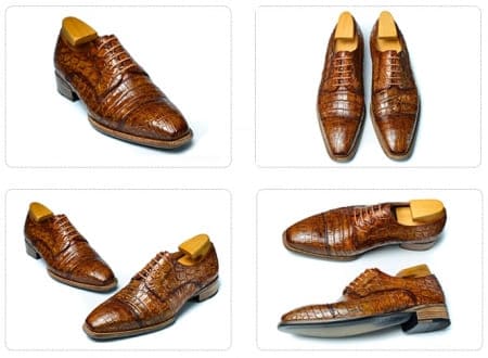 Giày da cổ điển Alligator Cap-Toe Derby lót da da cá sấu Alligator