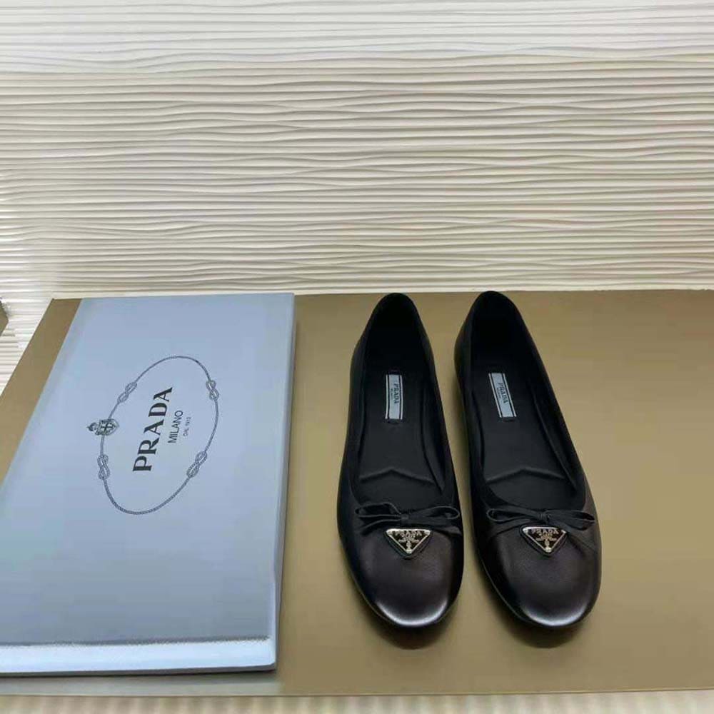 GIÀY Prada Women Nappa Leather Ballerinas-Black