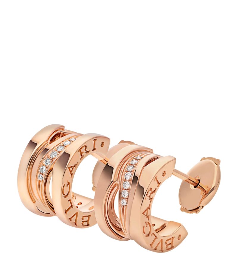 Bông tai BVLGARI Rose Gold and Diamond B.zero1 Earrings vàng hồng 18K