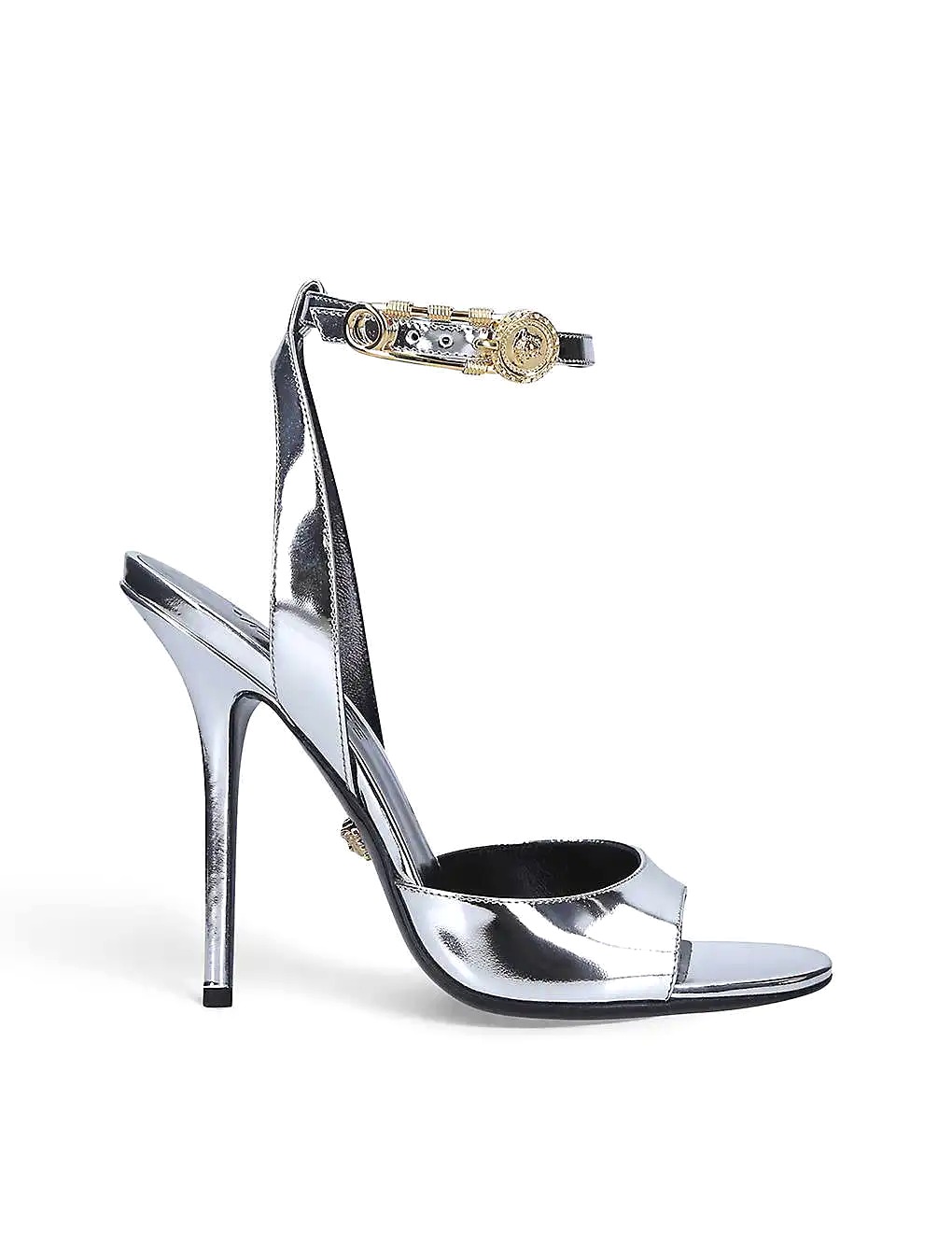 GIÀY VERSACE Safety Pin patent leather heeled sandals