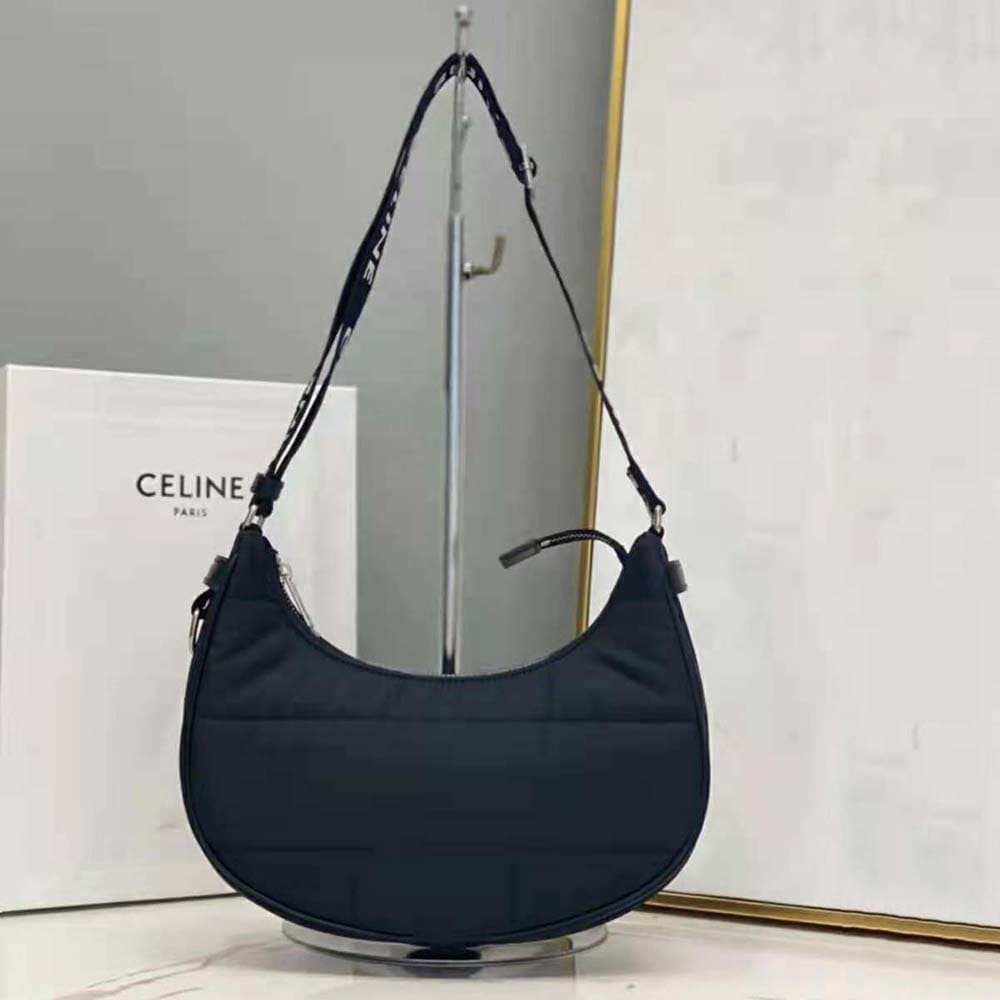 TÚI Celine Women Medium Ava Bag with Celine Strap in Quilted Nylon-Black