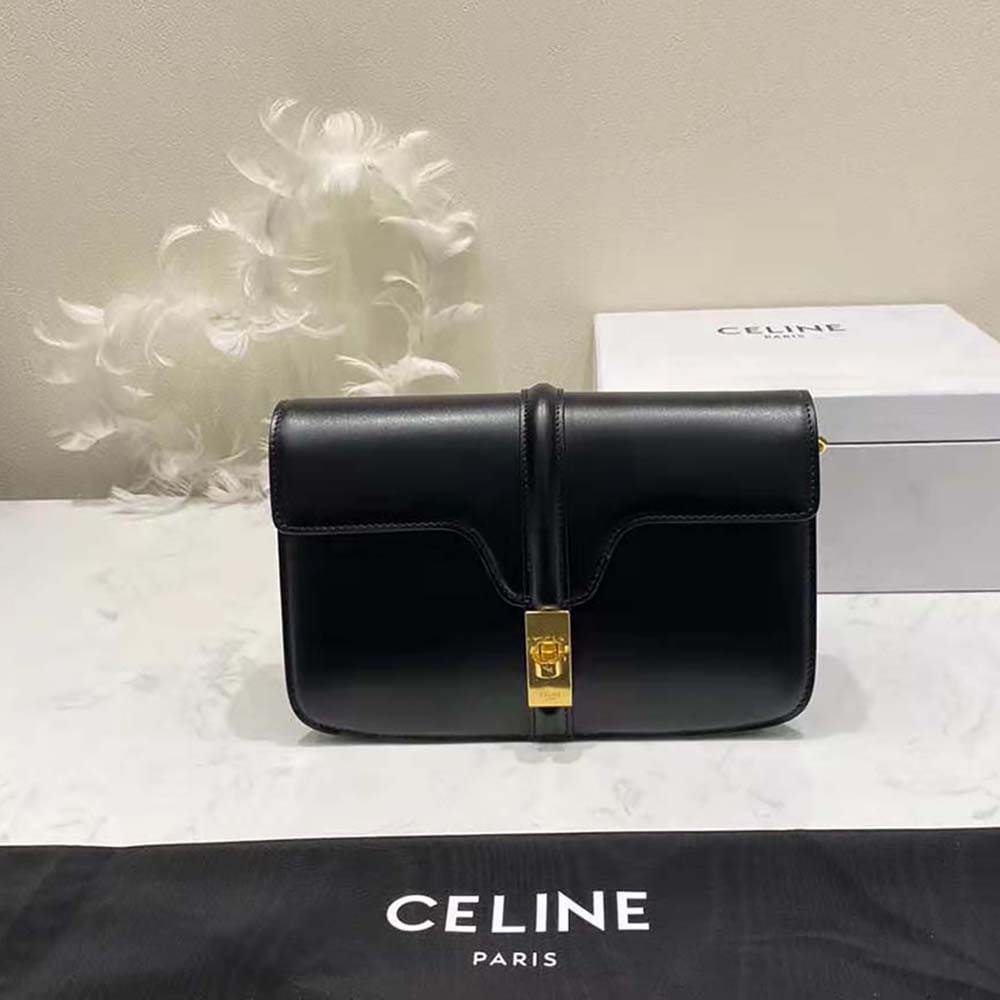 TÚI Celine Women Chain Bag 16 in Satinated Calfskin-Black