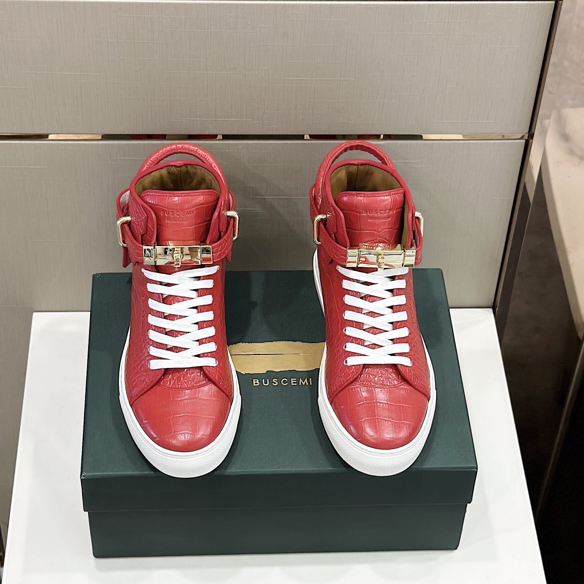 GIÀY BUSCEMI RED HIGH TOP SHOES AAA