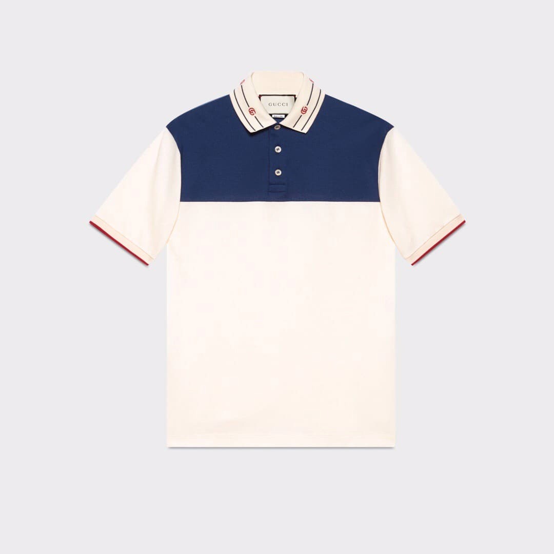 ÁO GUCCI GG POLO SHIRT MÀU XANH TRẮNG UNISEX