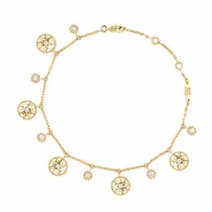 Dây chuyền Dior Women Rose Des Vents bracelet Yellow Gold Diamonds and Mother-of-pearl