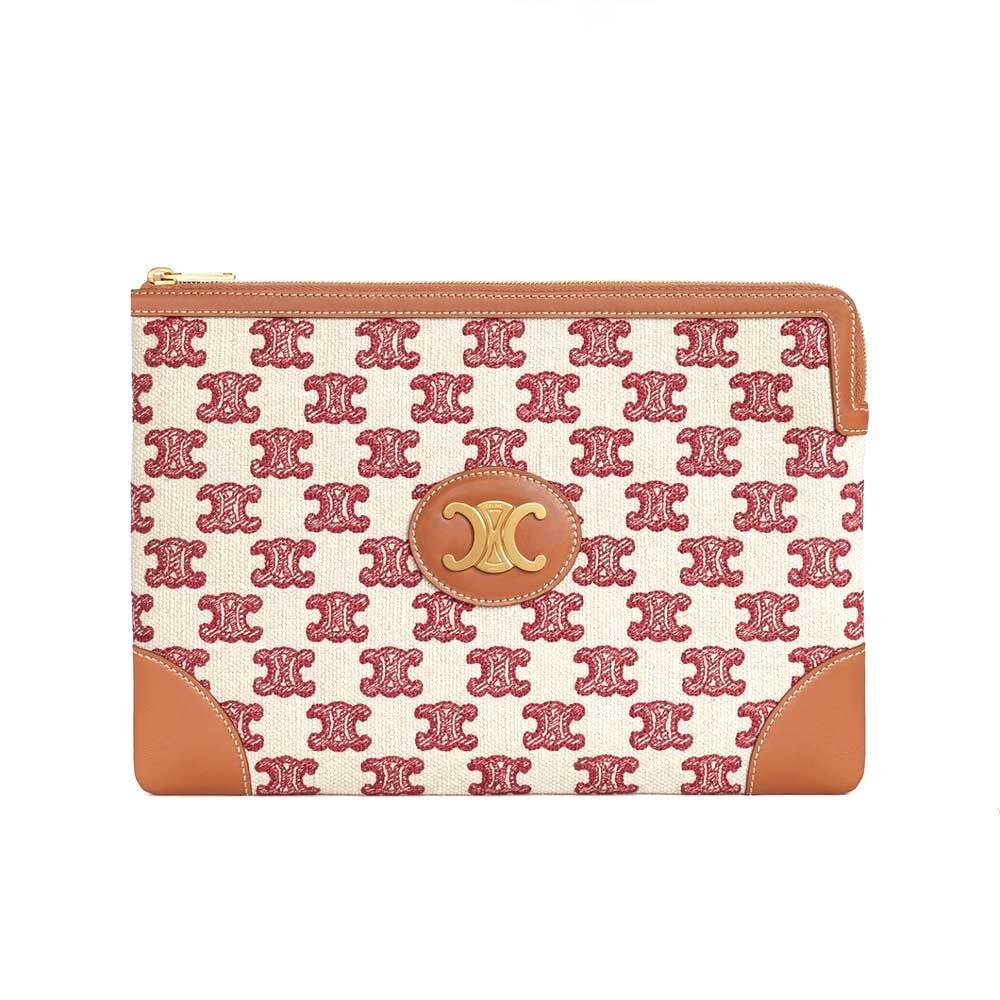 TÚI Celine Small Pouch in Textile with Triomphe Embroidery