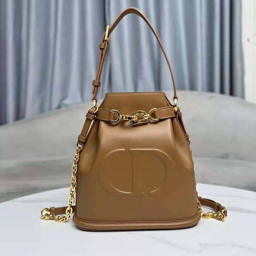 TÚI Dior Women Medium C’est Dior Bag Golden Saddle CD-Embossed Calfskin