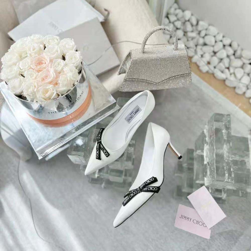 GIÀY Jimmy Choo Women Romy 85 Latte Nappa Leather Pumps with Jimmy Choo Bow