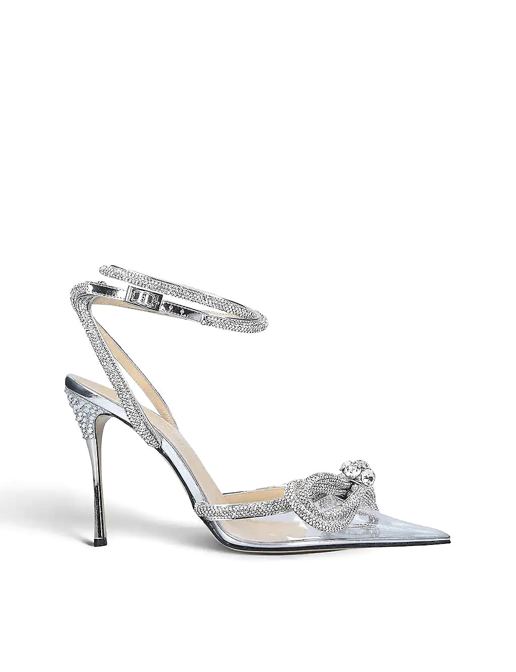 GIÀY MACH & MACH Double Bow crystal-embellished PVC heeled sandals