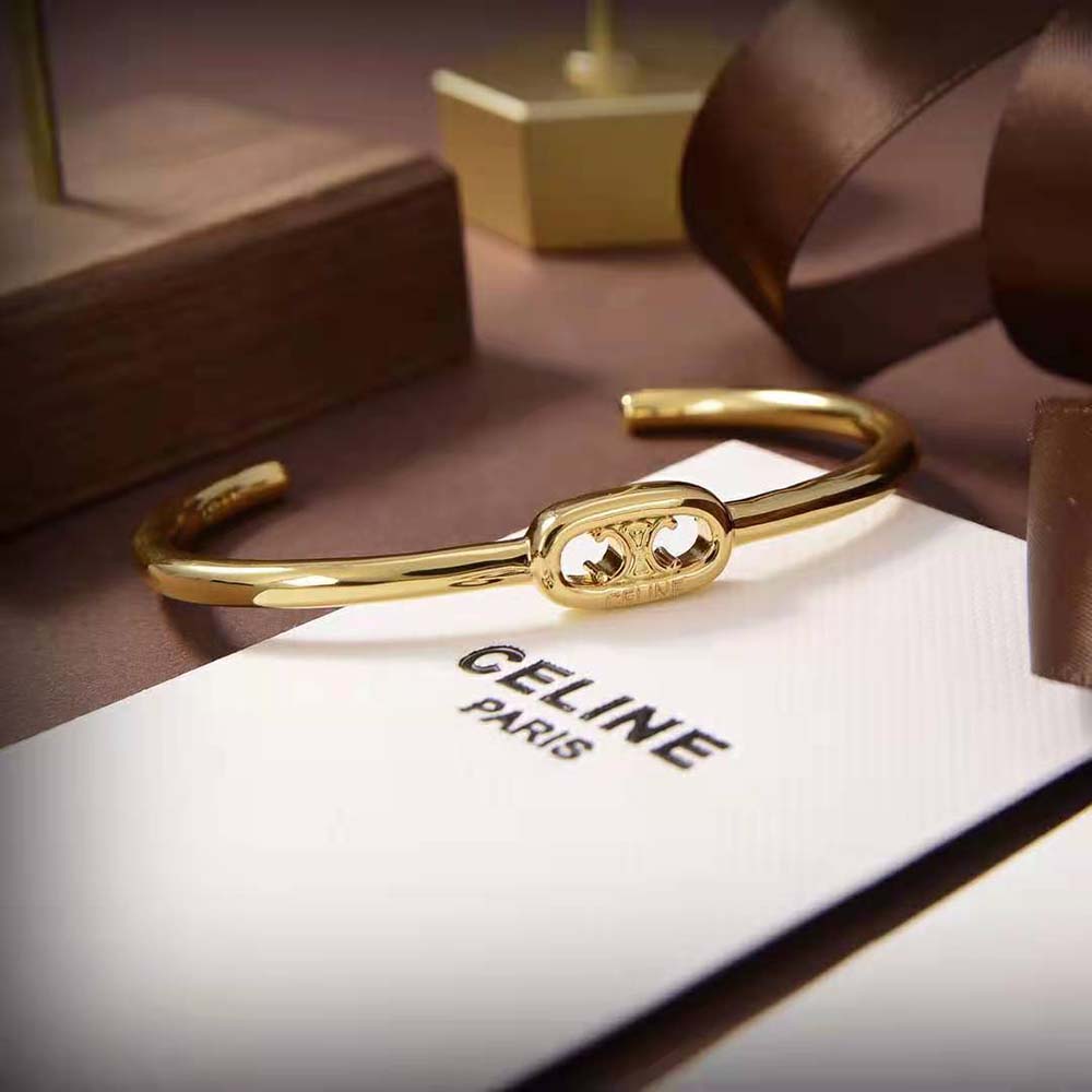 Vòng tay Celine Women Maillon Triomphe Thin Cuff in Brass with Gold Finish