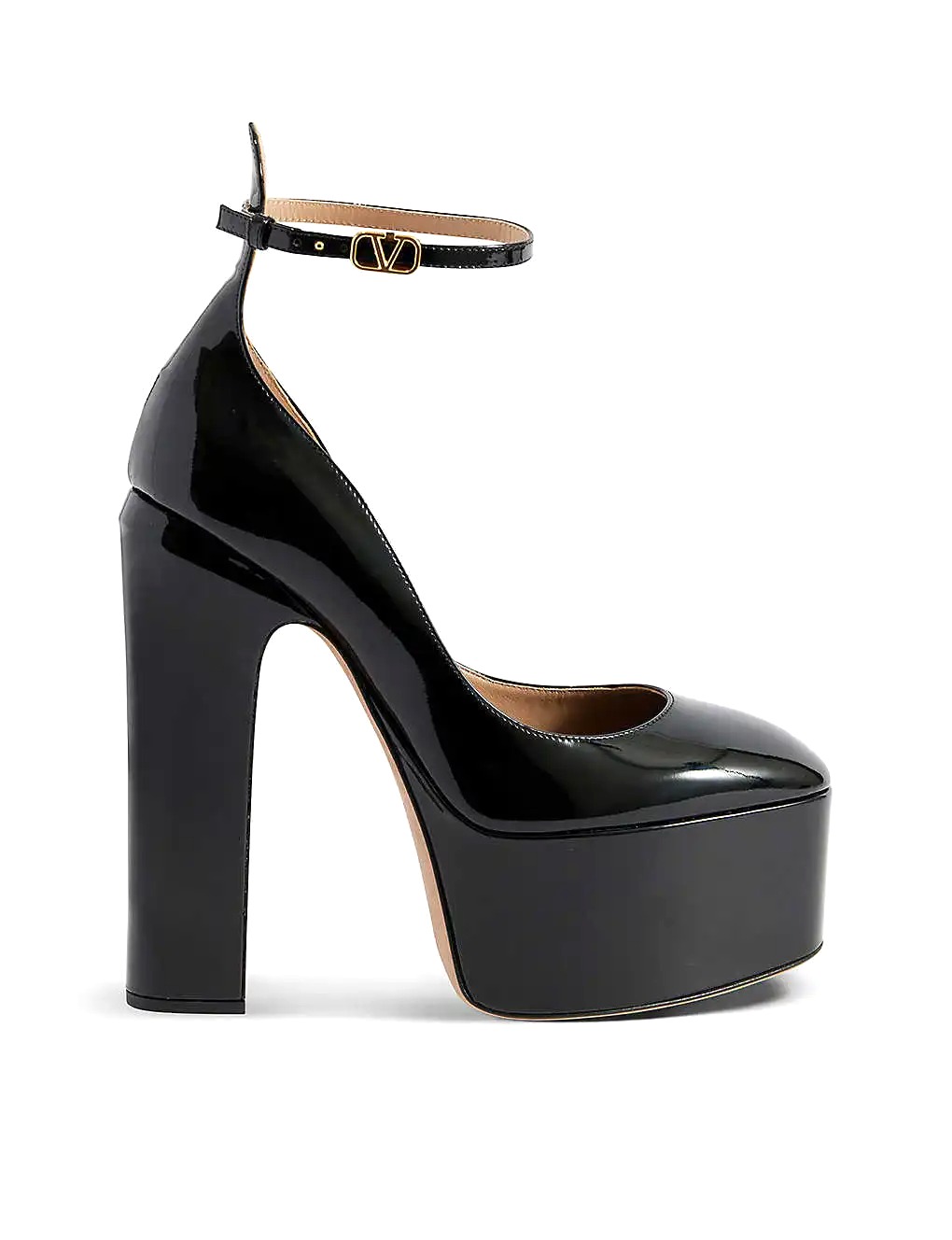 GIÀY VALENTINO GARAVANI Tan Go patent leather platform courts