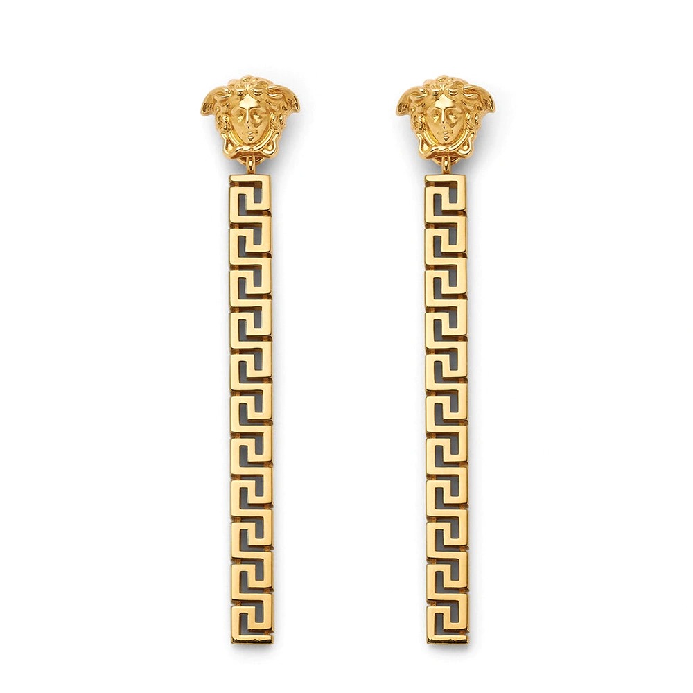 BÔNG TAI Versace Women Greca Drop Earrings-Gold