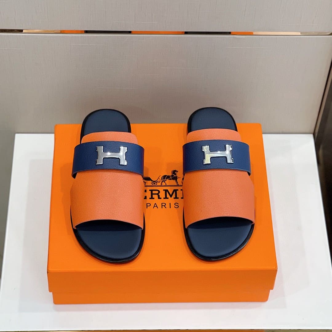 DÉP HERMES ARLES MULE ORANGE BLUE SANDAL AAA