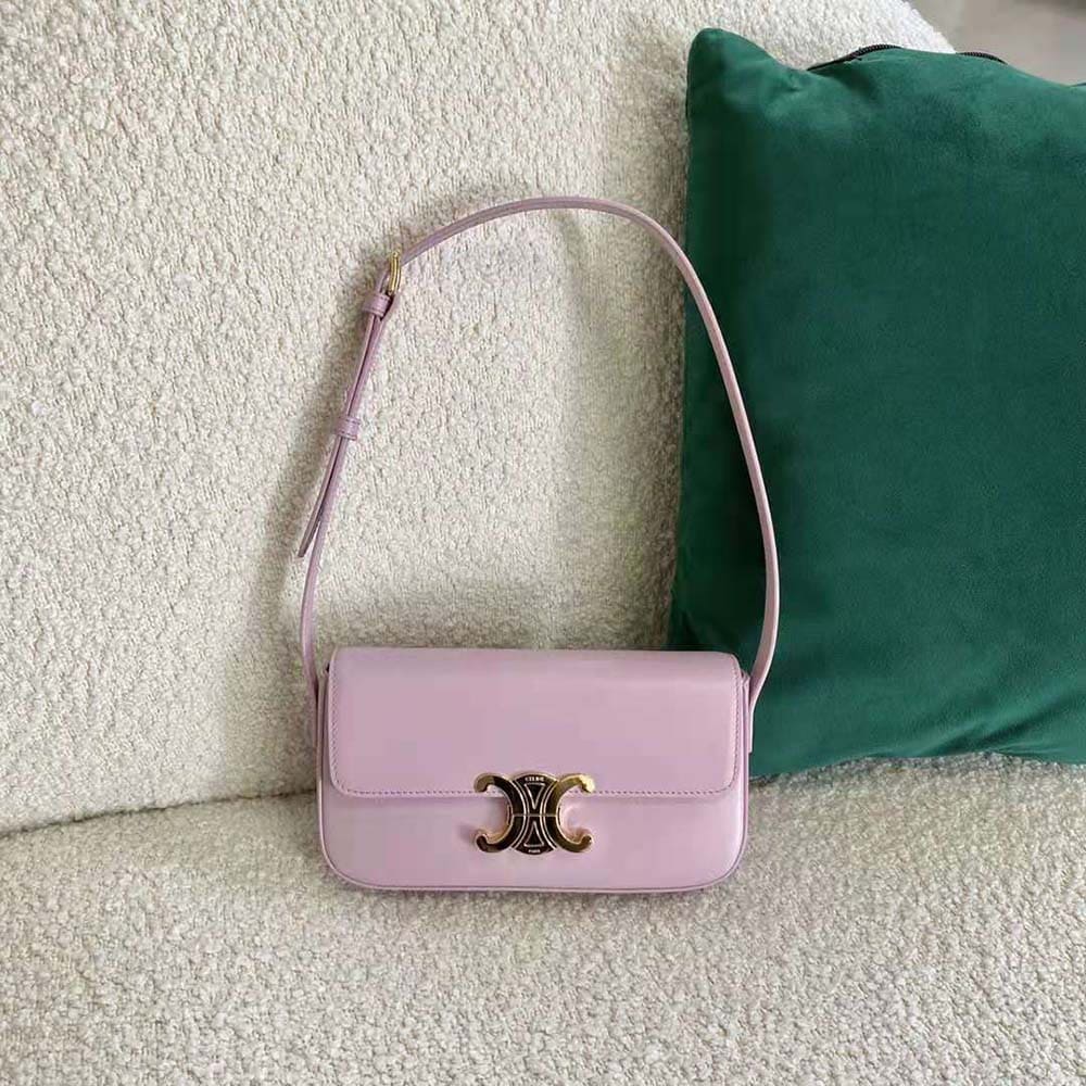 TÚI Celine Women Triomphe Shoulder Bag in Natural Calfskin-Purple