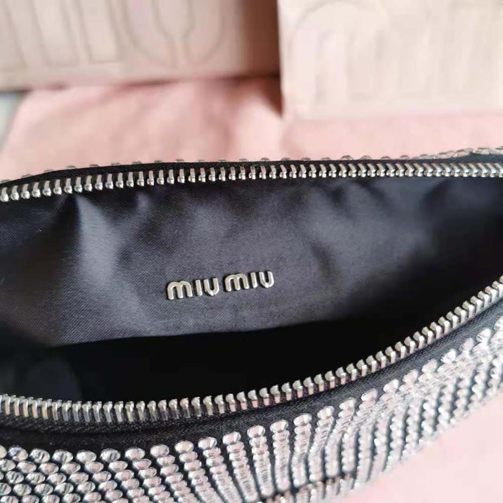 Túi Miu Miu Women Spirit Satin Bag with Appliqués-Black