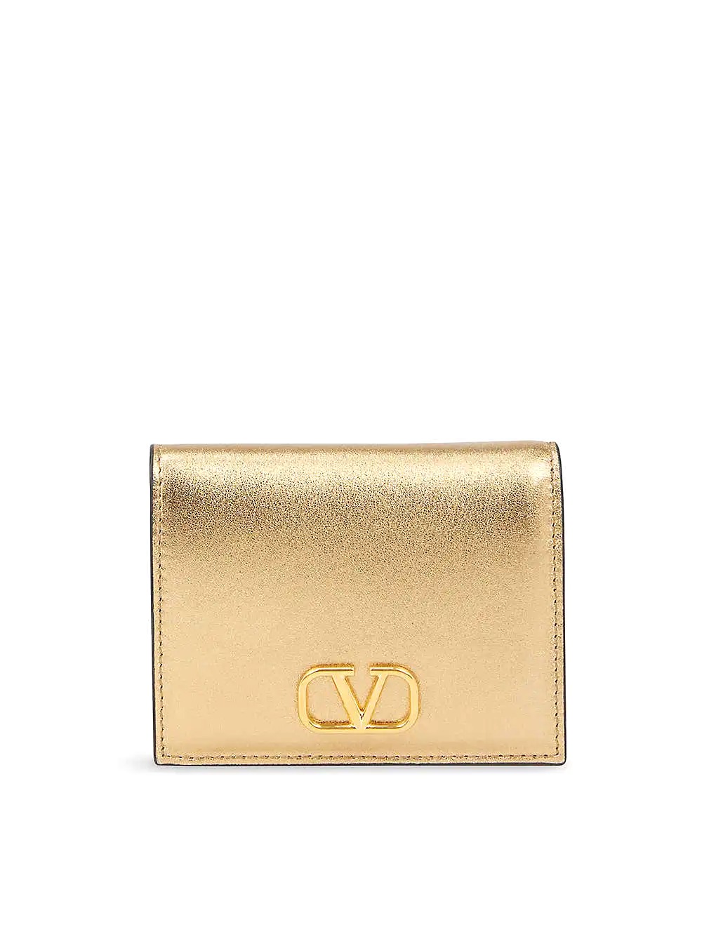 VÍ VALENTINO GARAVANIVLOGO-plaque metallic leather wallet