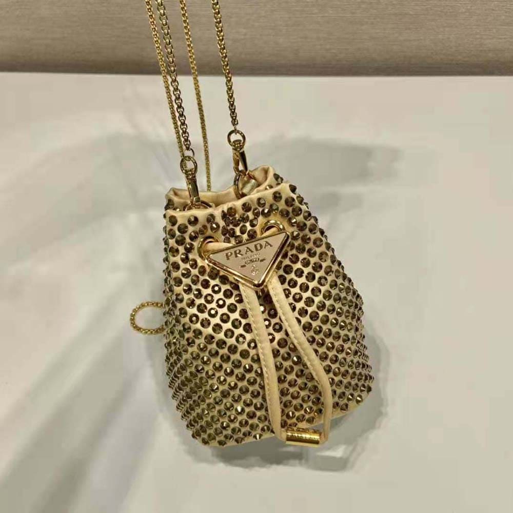 TÚI Prada Women Embellished Satin Mini-Pouch-Gold