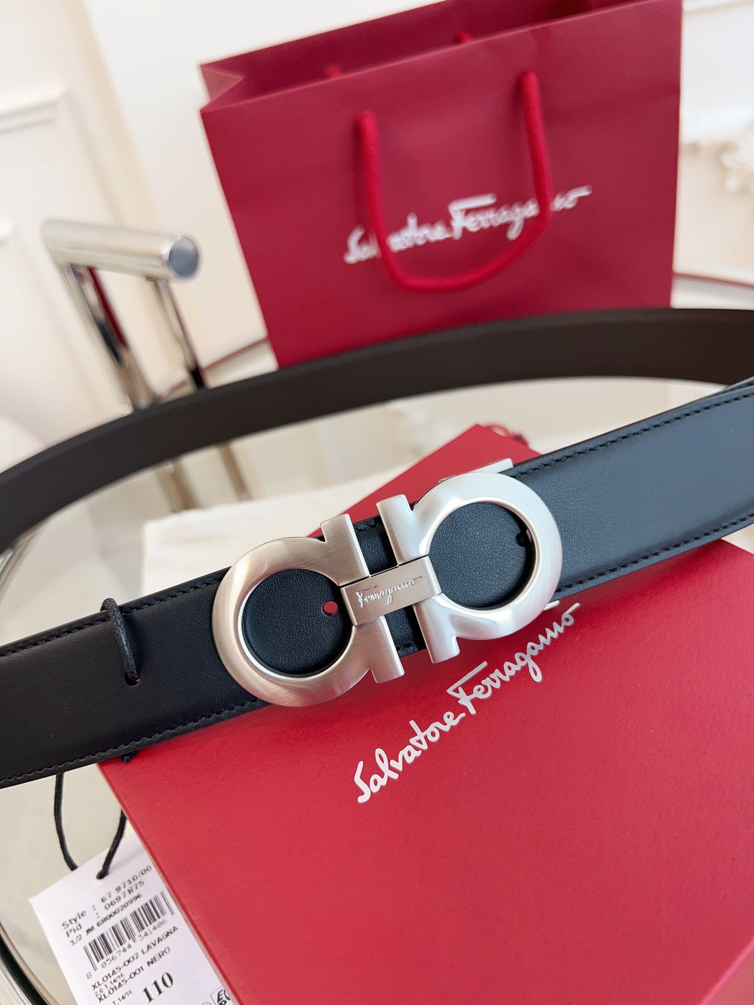 DÂY LƯNG Salvatore Ferragamo Adjustable Gancini Belt Khóa bạc