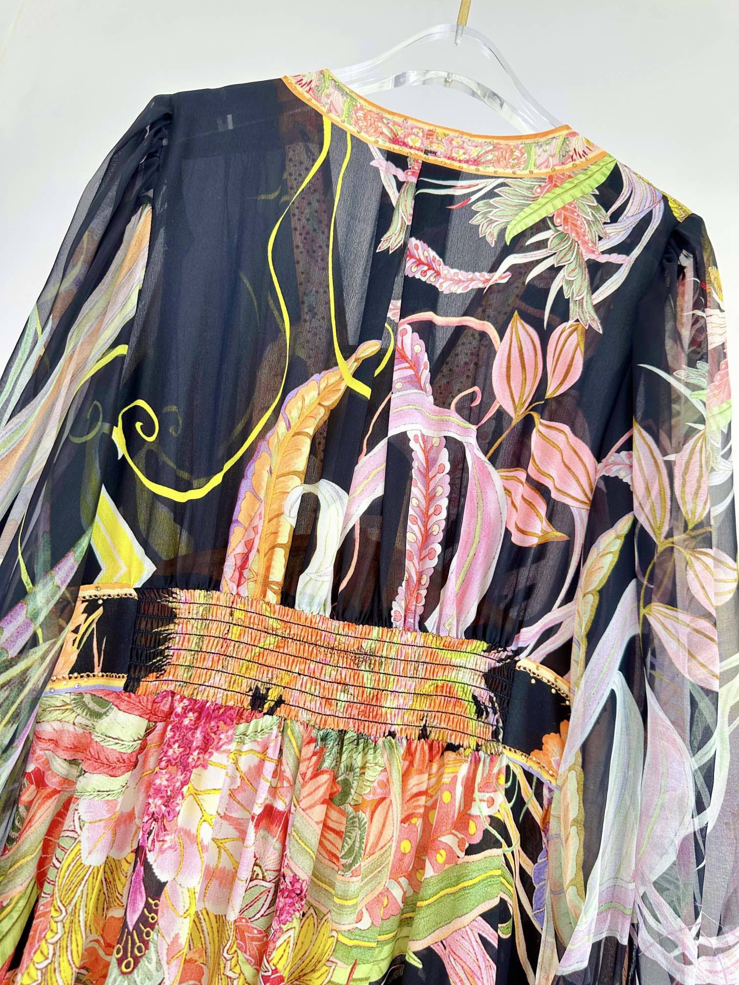 VÁY CAMILLA Silk Embellished V-Neck Midi Dress High Classy