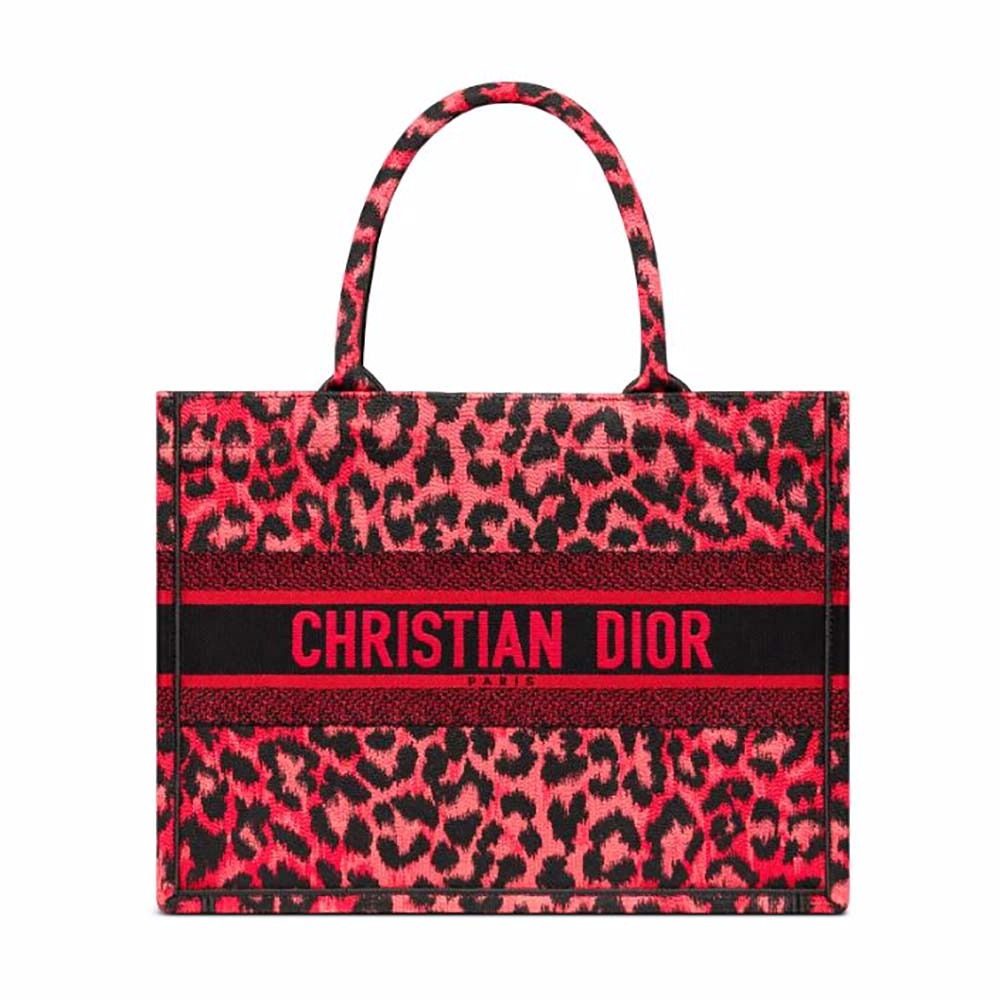 TÚI Dior Women Small Dior Book Tote Raspberry Pop Mizza Embroidery