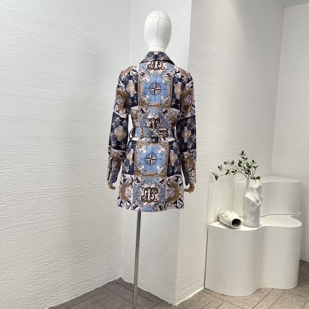 VÁY ZIMMERMANN Blue Plaid Print Turn Down Collar Long Sleeve Mini Dress High Classy