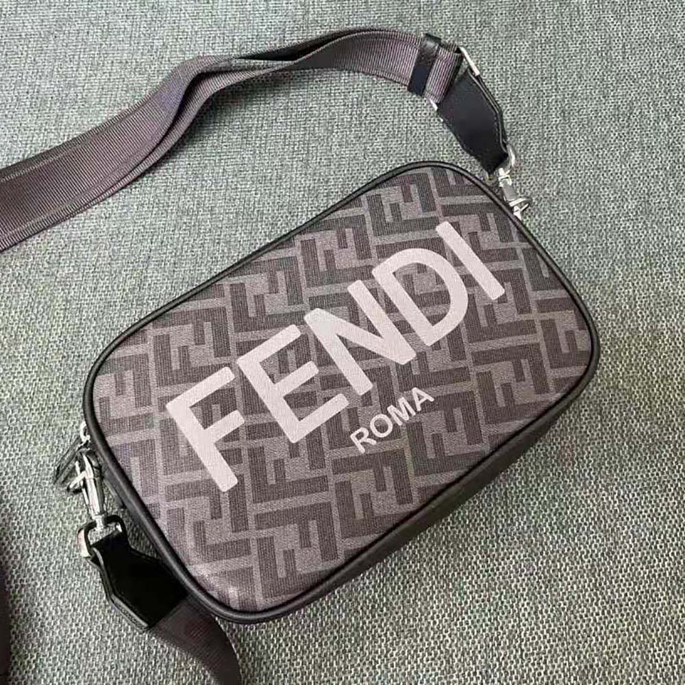 TÚI FENDI Men Camera Case Brown FF Fabric Bag