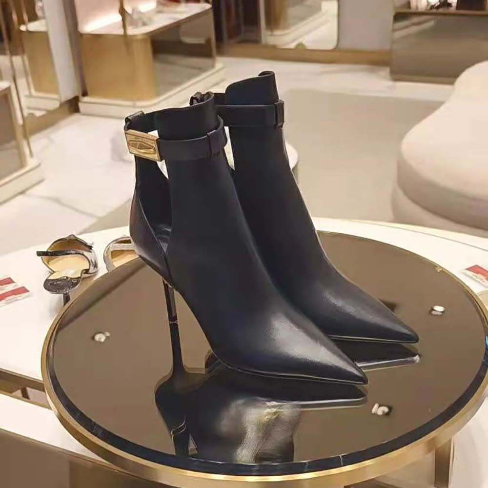GIÀY Jimmy Choo Women Nell Ankle Boot 85 Black Calf Leather Ankle Boots
