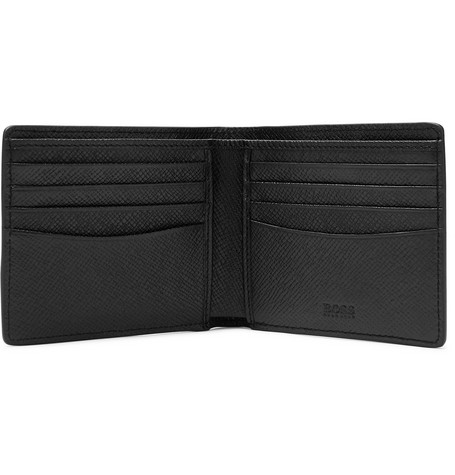 VÍ DA HUGO BOSS Signature Cross-Grain Leather Billfold Wallet