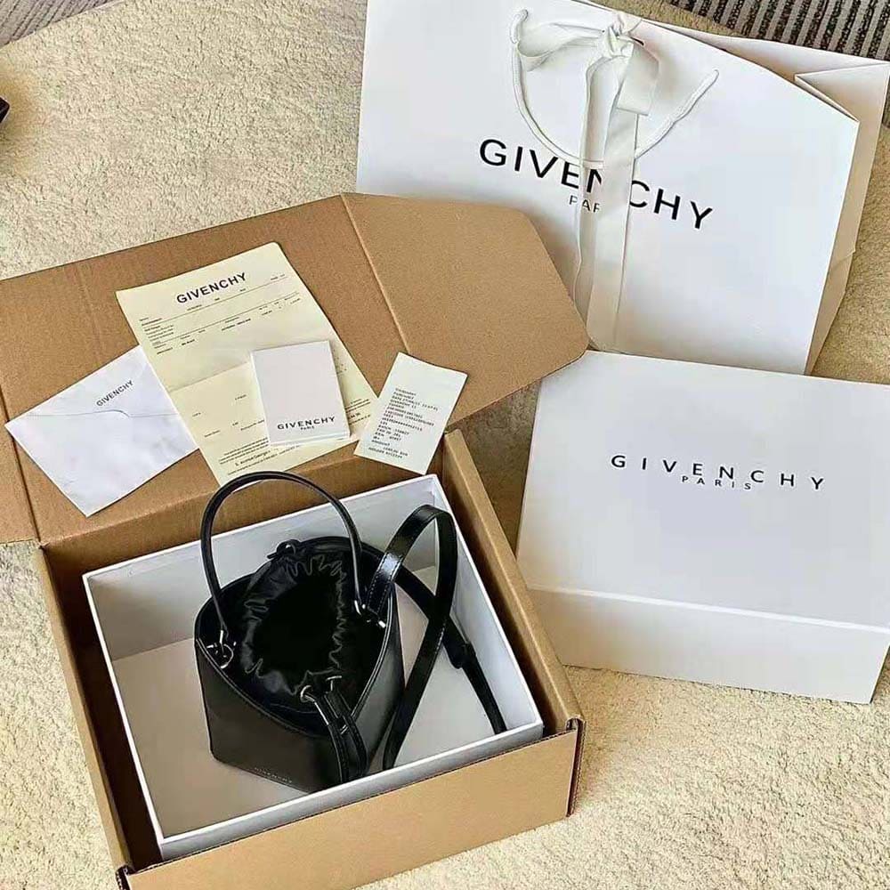 TÚI Givenchy Women Mini Cut Out Bucket Bag in Box Leather-Black