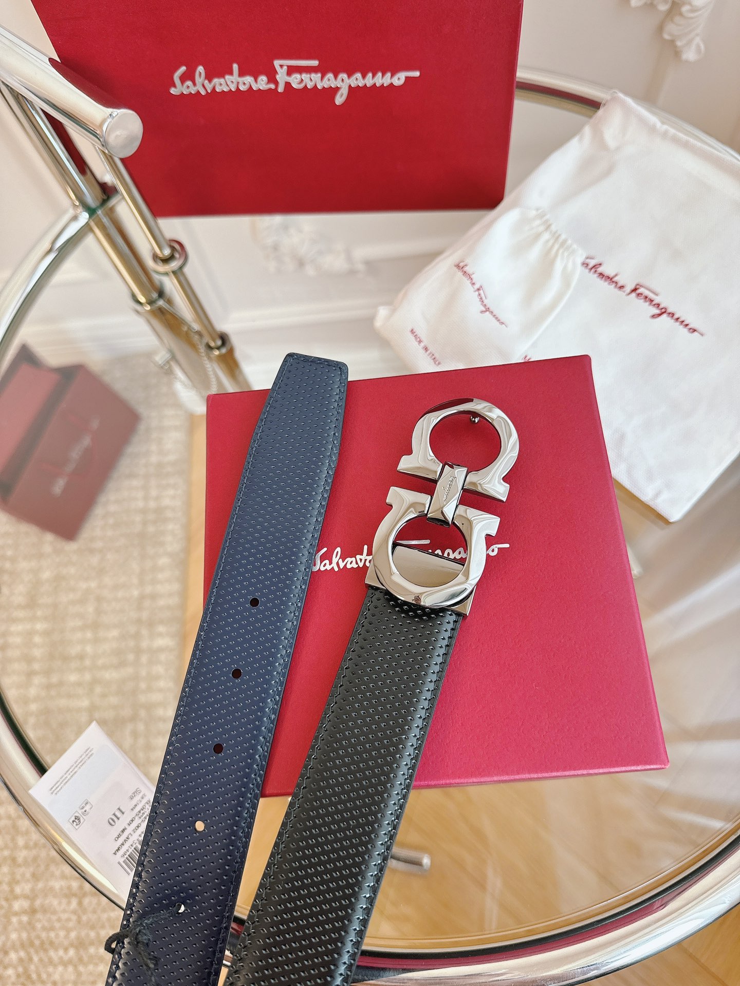 DÂY LƯNG Salvatore Ferragamo Adjustable Gancini Belt Khóa vàng