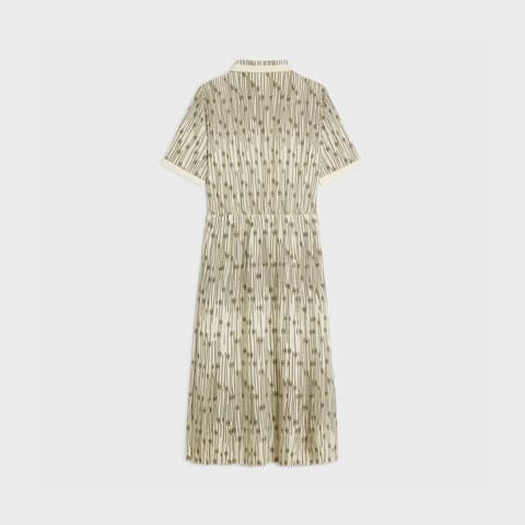VÁY CELINE SHIRT DRESS IN CREPE DE CHINE IVOIRE/OR