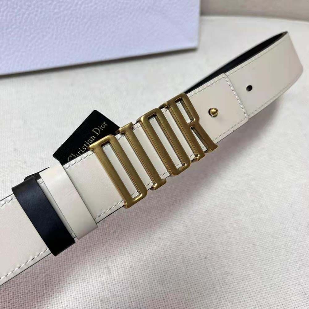 DÂY LƯNG Dior Women D-Fence Reversible Belt Cognac-Color and Black Smooth Calfskin 30 MM