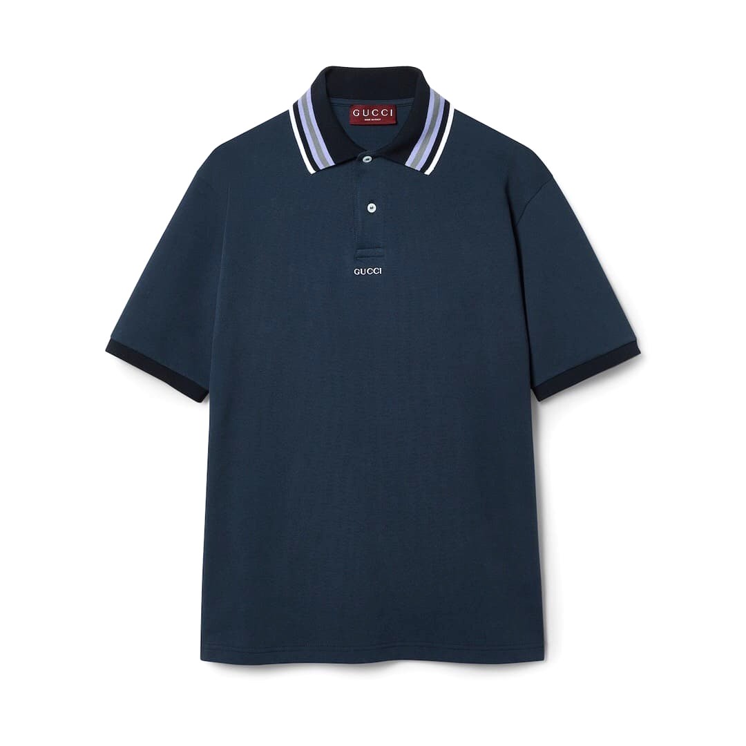 ÁO GUCCI GG POLO SHIRT MÀU XANH ĐẬM UNISEX