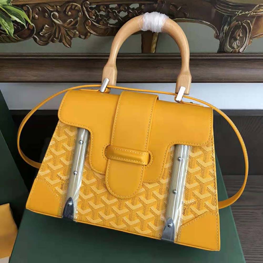 TÚI Goyard Women Sac Saïgon PM in Toile Goyardine & Clamecy Calfskin-Yellow