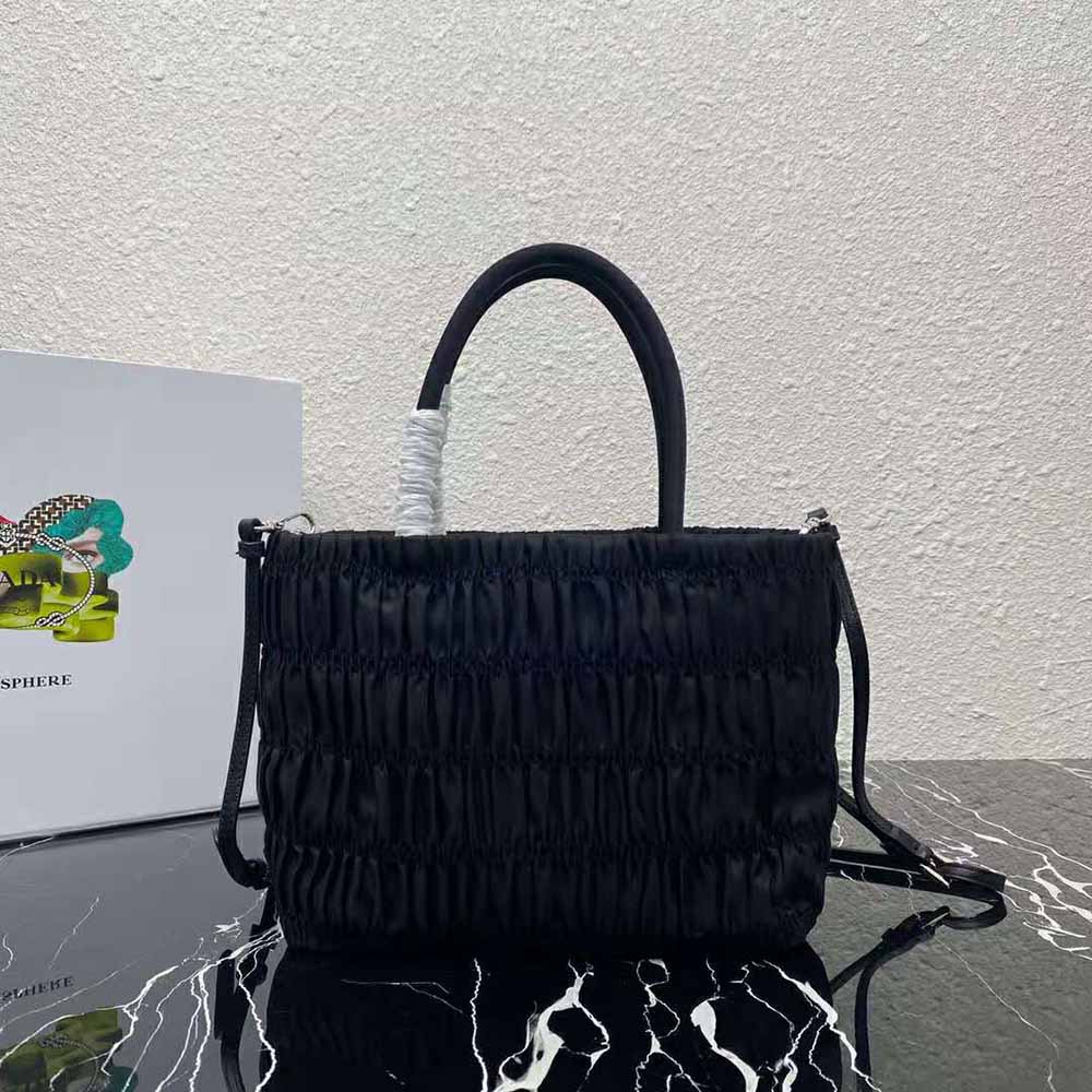 TÚI Prada Women Embossed Nylon Tote-Black
