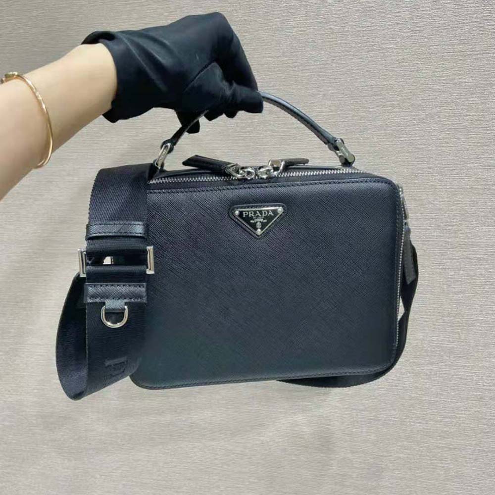 TÚI Prada Men Brique Saffiano Leather Bag-Black