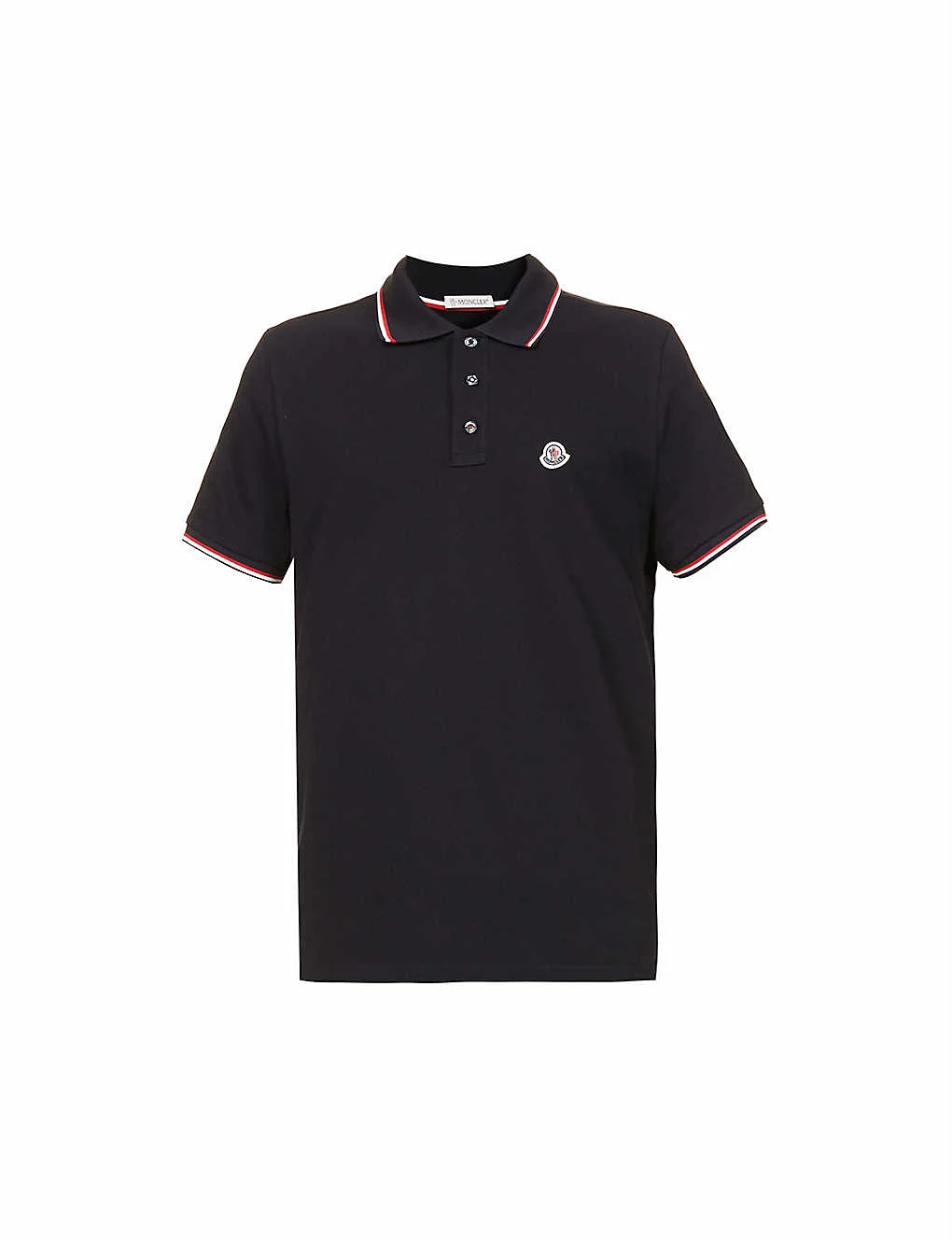ÁO MONCLER Logo-embroidered ribbed cotton-piqué polo shirt