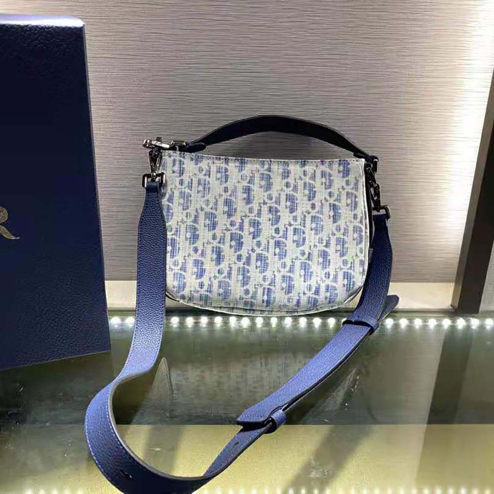 TÚI DIOR Saddle Soft Bag Blue Dior Oblique Kasuri jacquard