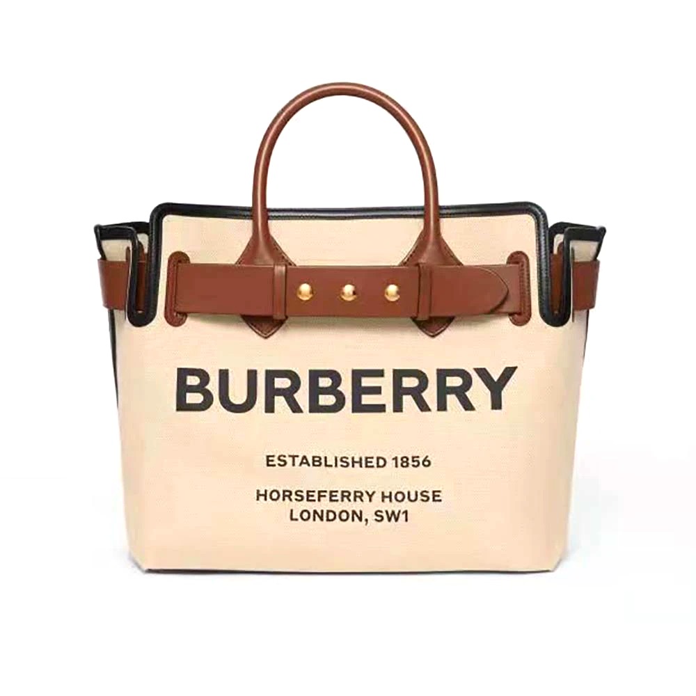 TÚI Burberry Women Horseferry Soft Cotton Canvas Belt Tote Bag