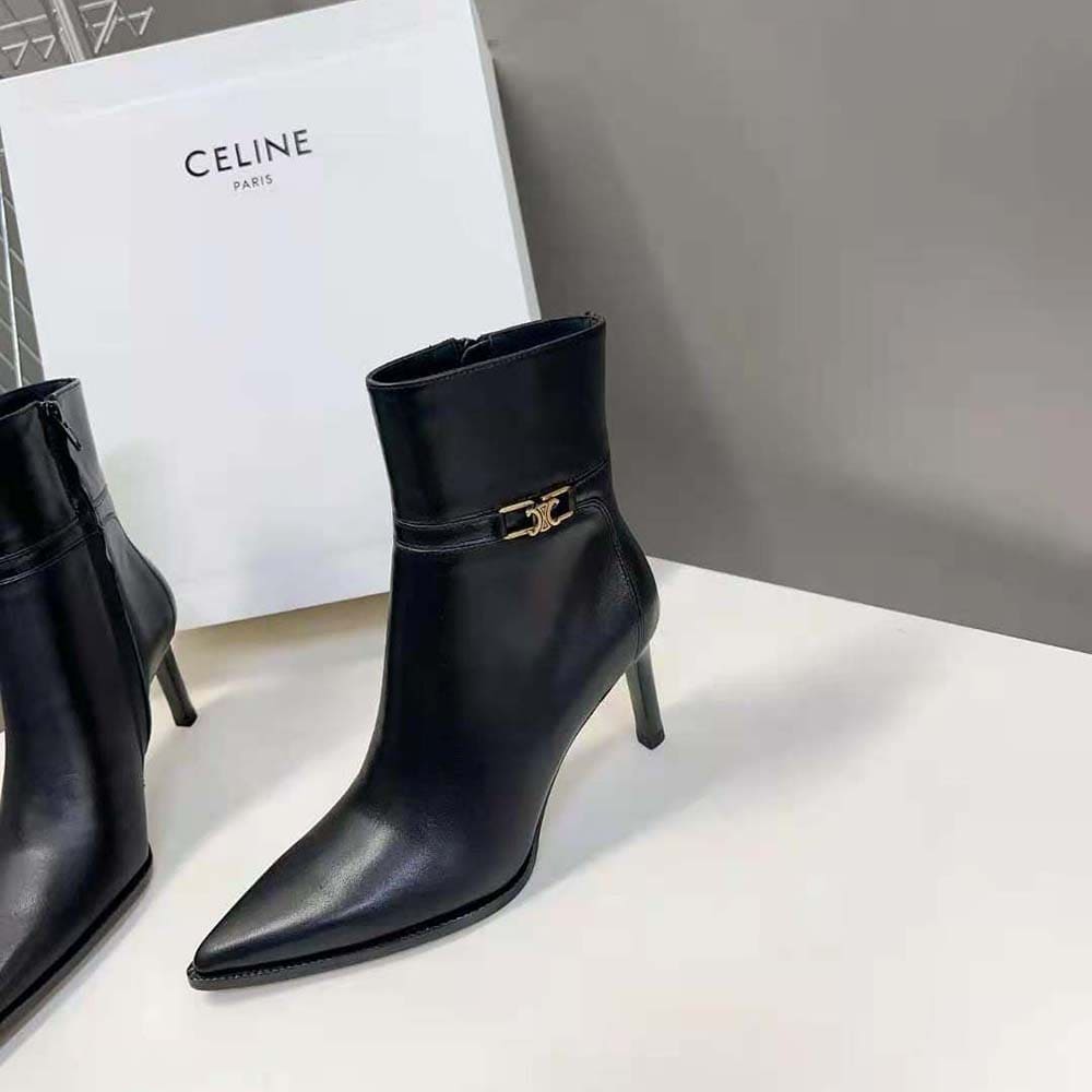 GIÀY Celine Women Verneuil Ankle Boot with Triomphe in Calfskin