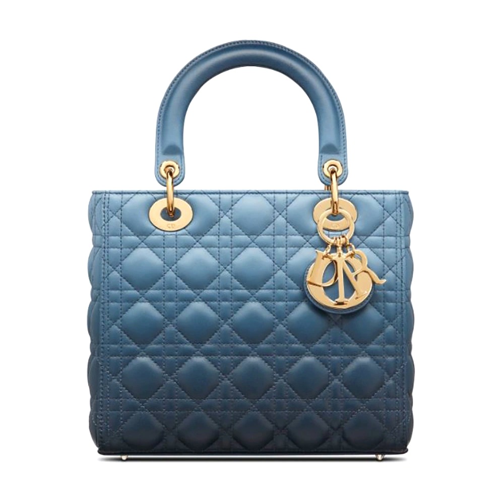 TÚI Dior Women Medium Lady Dior Bag Indigo Blue Gradient Cannage Lambskin